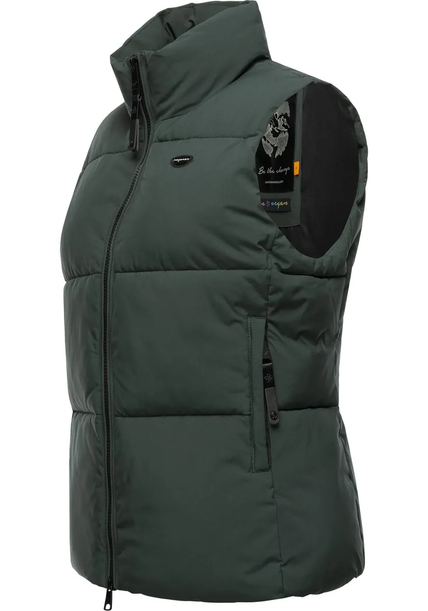 Стеганый жилет Ragwear "Айлиш", стильный женский жилет, идеально подходящий для переходного периода, зеленый 
Стеганый жилет Ragwear "Айлиш", стильный женский жилет, идеально подходящий для переходного периода, зеленый