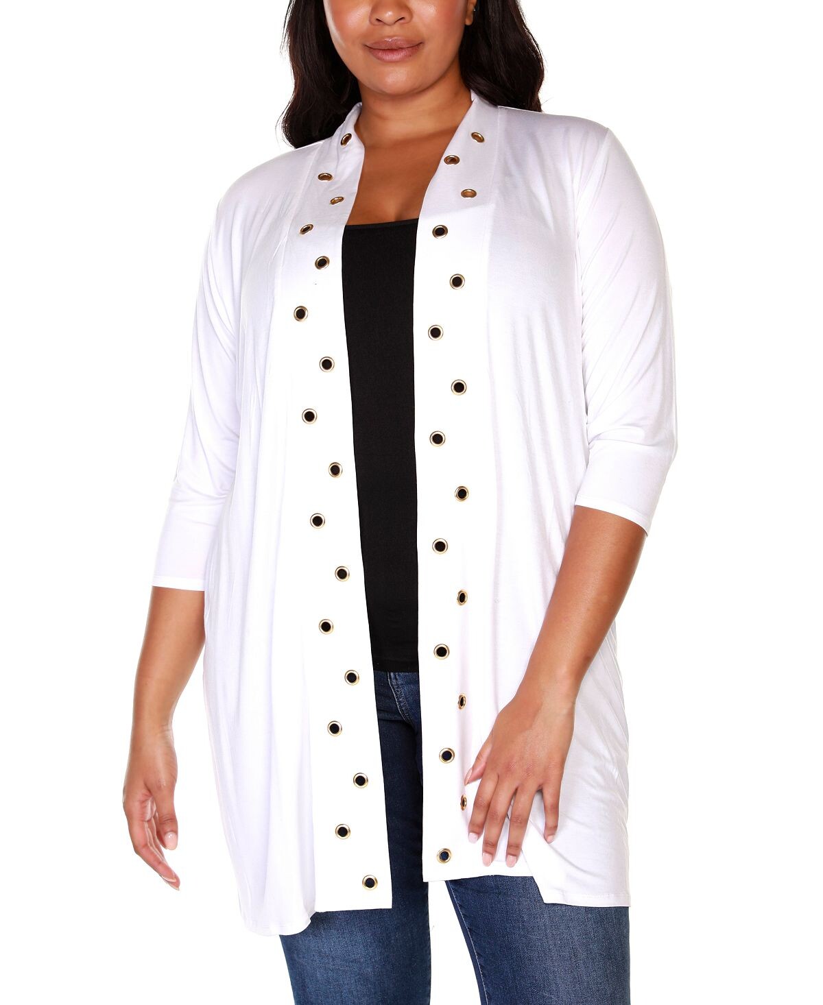 Кардиган Дастер больших размеров с отделкой люверсами Belldini
Кардиган Дастер больших размеров с отделкой люверсами Belldini