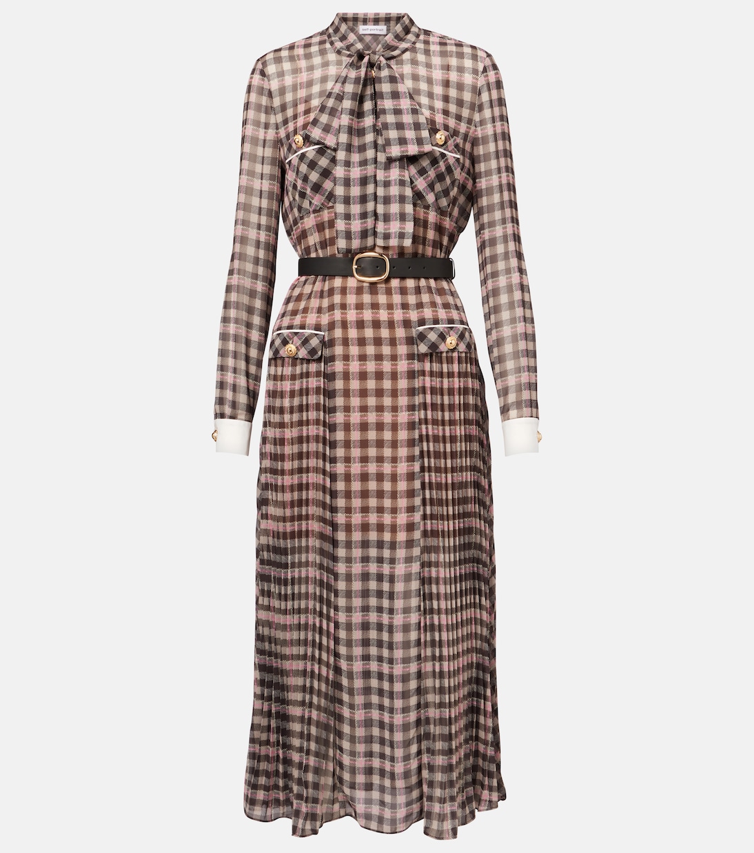 Проверенное платье миди из шифона Self-Portrait, коричневый
Проверенное платье миди из шифона Self-Portrait, коричневый