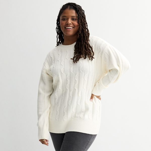 Молодежный свитер-туника большого размера с косичной вязкой So, цвет egret
Молодежный свитер-туника большого размера с косичной вязкой So, цвет egret