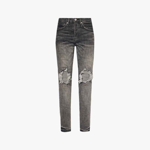 Джинсы из эластичного денима с рваными коленями и зауженными штанинами Purple Brand, серый
Джинсы из эластичного денима с рваными коленями и зауженными штанинами Purple Brand, серый