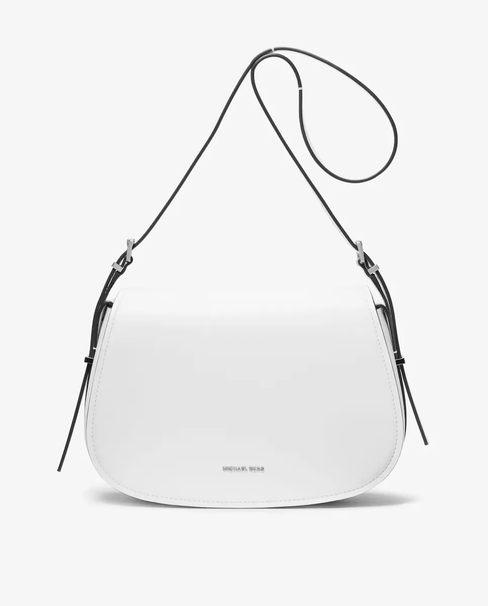 Женская кожаная сумка через плечо Lydia с серебристыми деталями Michael Michael Kors, белый 
Женская кожаная сумка через плечо Lydia с серебристыми деталями Michael Michael Kors, белый