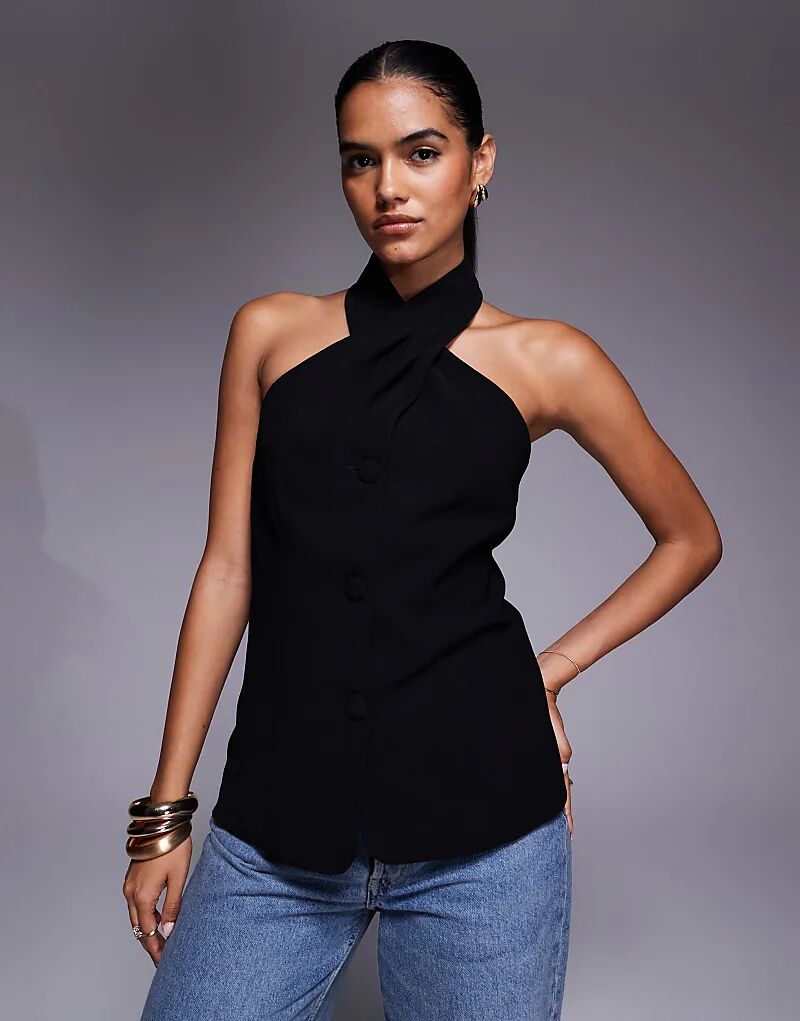 Жилет River Island с воротником-халтер черного цвета
Жилет River Island с воротником-халтер черного цвета