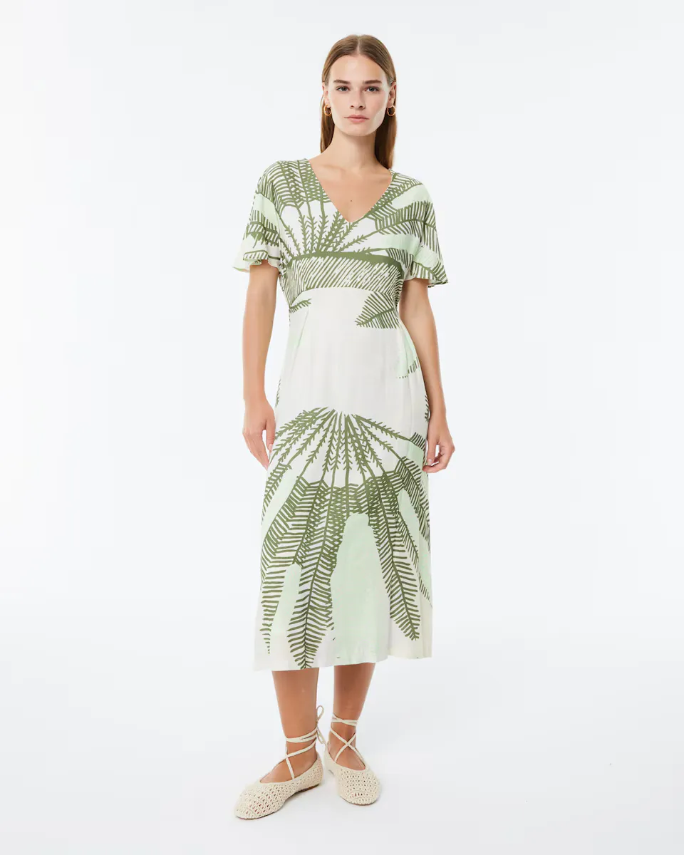 Платье с принтом, короткими рукавами и V-образным вырезом Paz Torras, зеленый
Платье с принтом, короткими рукавами и V-образным вырезом Paz Torras, зеленый