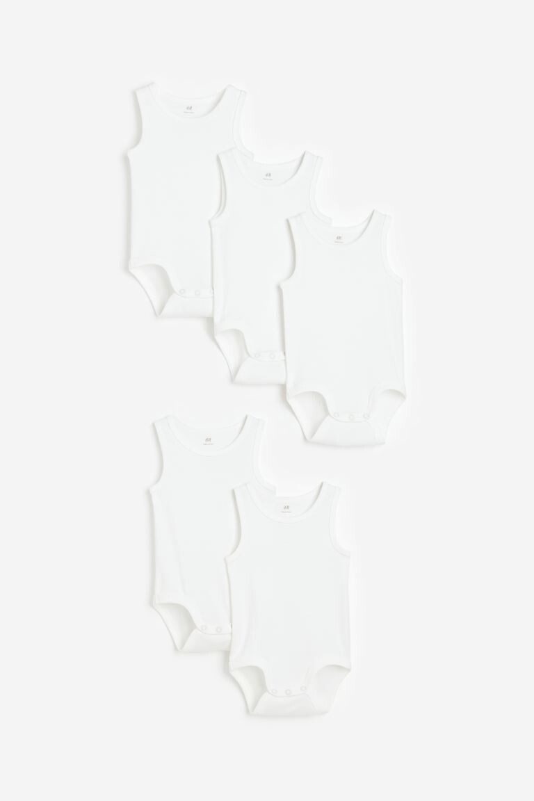 Набор из 5 хлопковых боди H&M, белый
Набор из 5 хлопковых боди H&M, белый