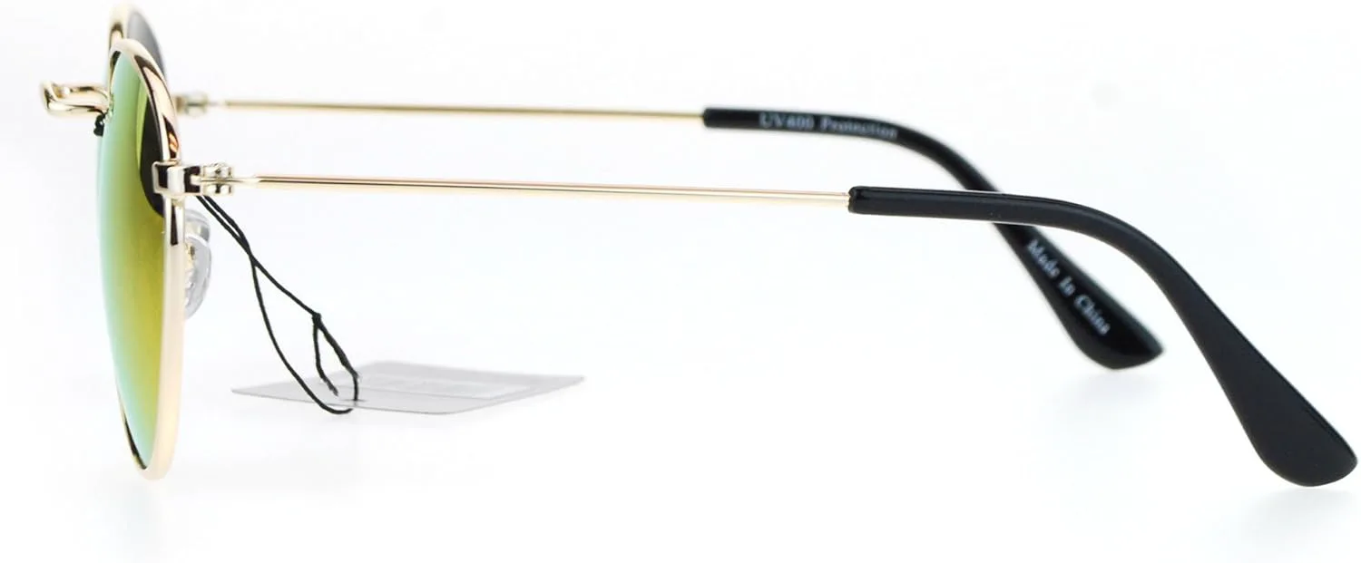 Солнцезащитные очки в винтажном стиле с круглой и овальной металлической оправой, зеркальными линзами и защитой от УФ-излучения UV 400 PASTL, Gold (Fuchsia Mirror)
Солнцезащитные очки в винтажном стиле с круглой и овальной металлической оправой, зеркальными линзами и защитой от УФ-излучения UV 400 PASTL, Gold (Fuchsia Mirror)