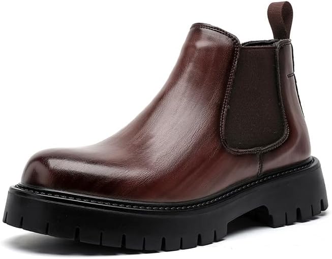 Мужские массивные ботинки Челси на платформе, с круглым носком, протекторной подошвой, без застежек, повседневные, для улицы, нескользящие ботинки до щиколотки Generic, коричневый
Мужские массивные ботинки Челси на платформе, с круглым носком, протекторной подошвой, без застежек, повседневные, для улицы, нескользящие ботинки до щиколотки Generic, коричневый