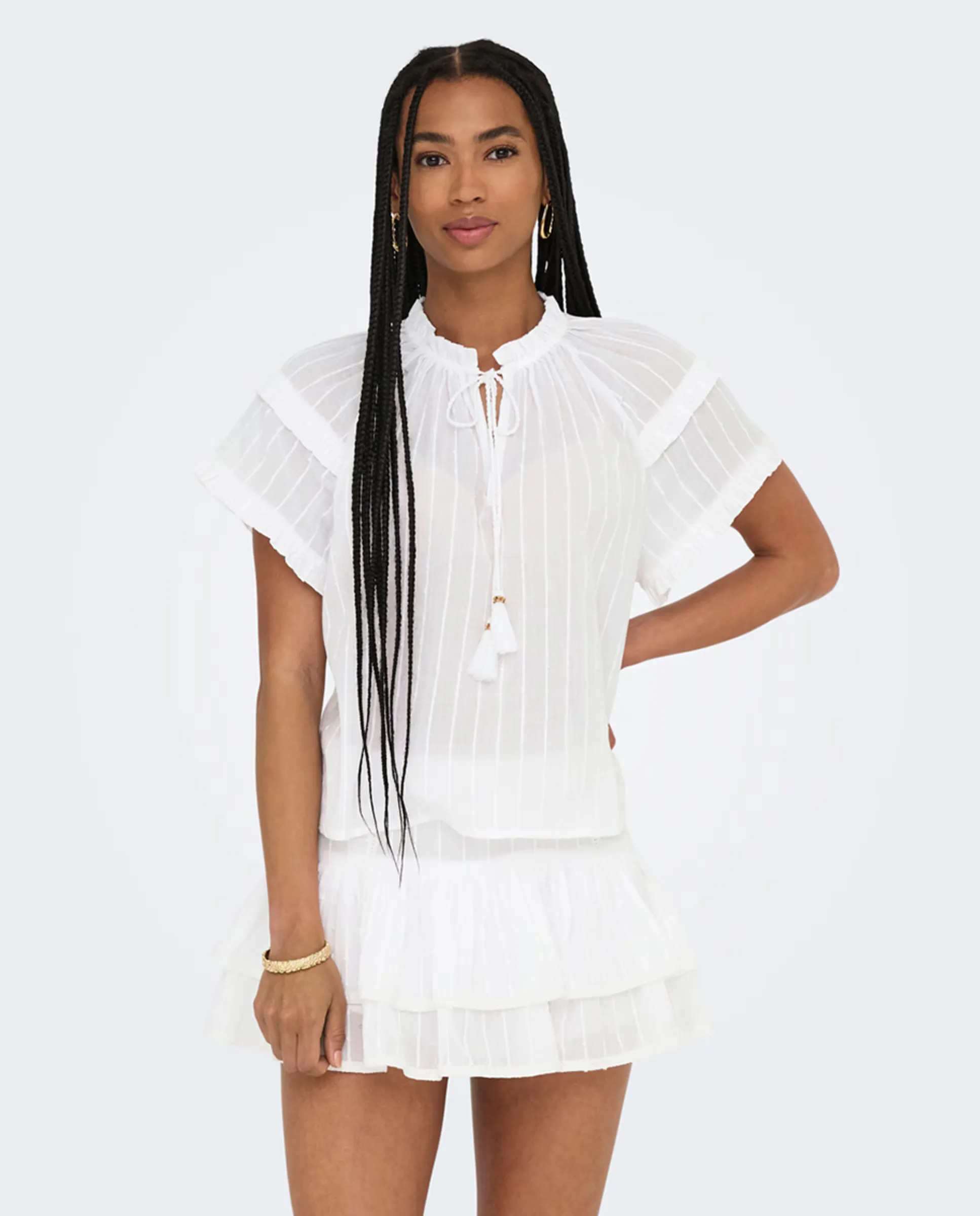 Белая женская футболка с V-образным вырезом Only, белый
Белая женская футболка с V-образным вырезом Only, белый