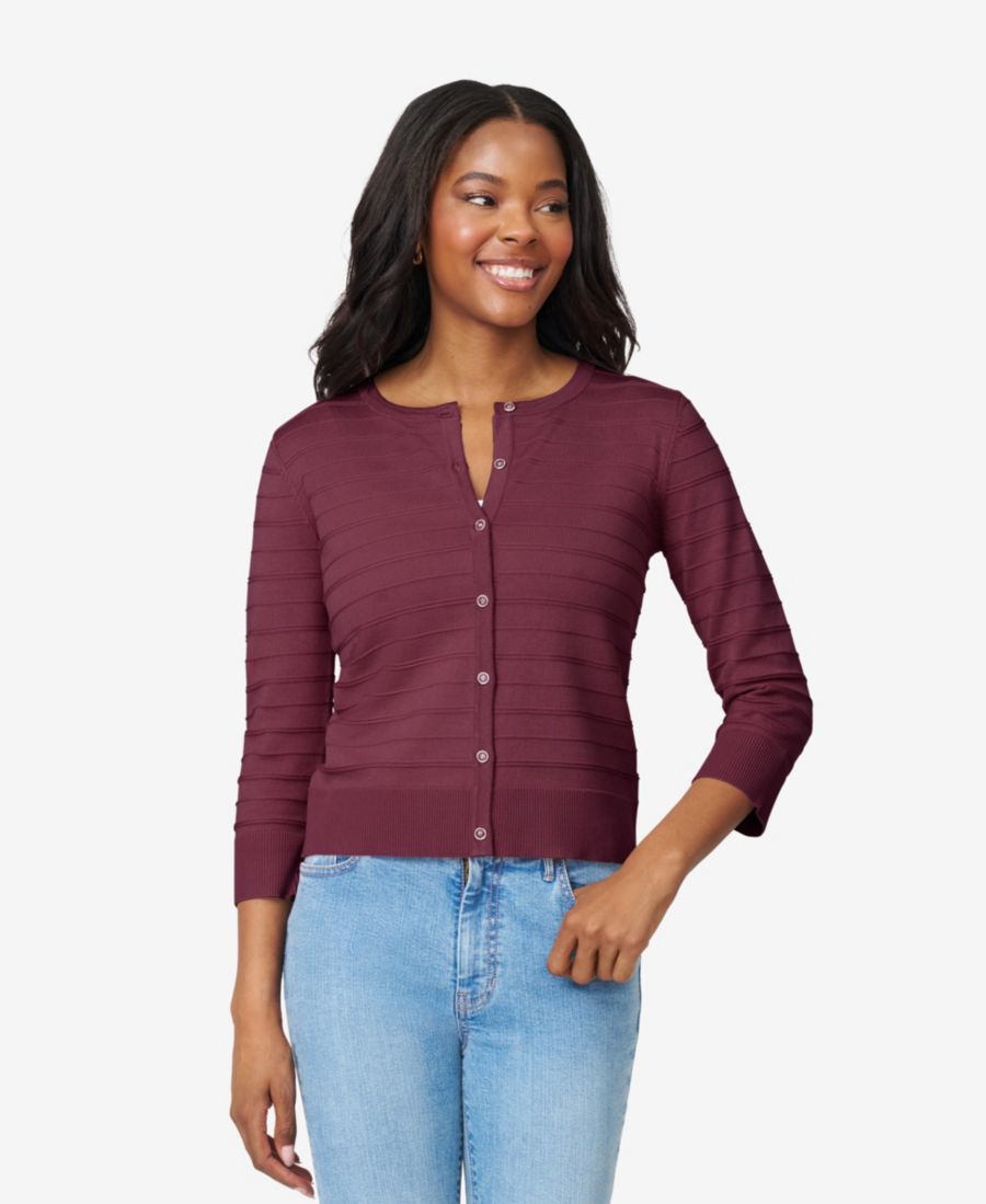 Женский кардиган с рукавами 3/4 и круглым вырезом, в рубчик, размеры PXS-XL Melissa Paige, Cabernet Red
Женский кардиган с рукавами 3/4 и круглым вырезом, в рубчик, размеры PXS-XL Melissa Paige, Cabernet Red