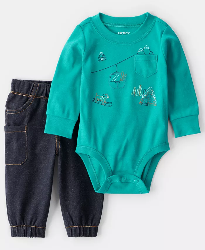 Детский комплект для мальчика из двух предметов: боди с длинным рукавом и джоггеры с принтом для лыжного спорта Carter'S, мультиколор
Детский комплект для мальчика из двух предметов: боди с длинным рукавом и джоггеры с принтом для лыжного спорта Carter'S, мультиколор