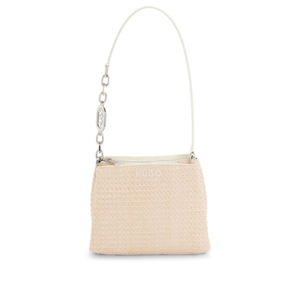 Плечевая сумка с эффектом рафии и ремнем с логотипом HUGO, белый
Плечевая сумка с эффектом рафии и ремнем с логотипом HUGO, белый