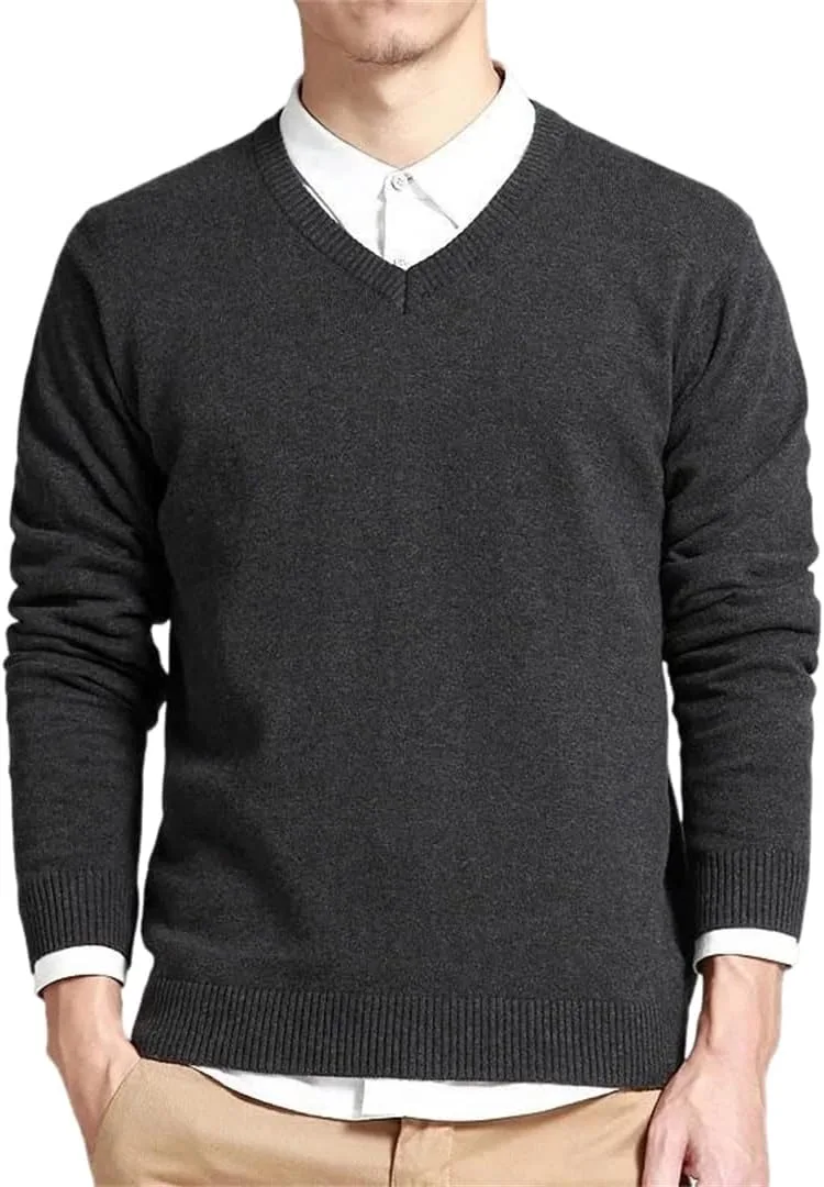Мужской свитер с V-образным вырезом из мягкого хлопка, свободный крой
Мужской свитер с V-образным вырезом из мягкого хлопка, свободный крой