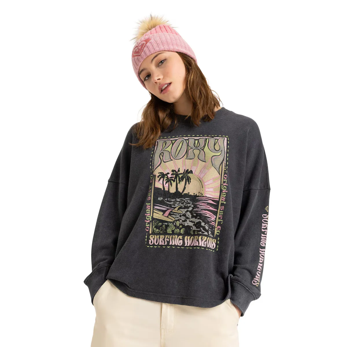 Футболка женская Eastside средней толщины Roxy, черный 
Футболка женская Eastside средней толщины Roxy, черный