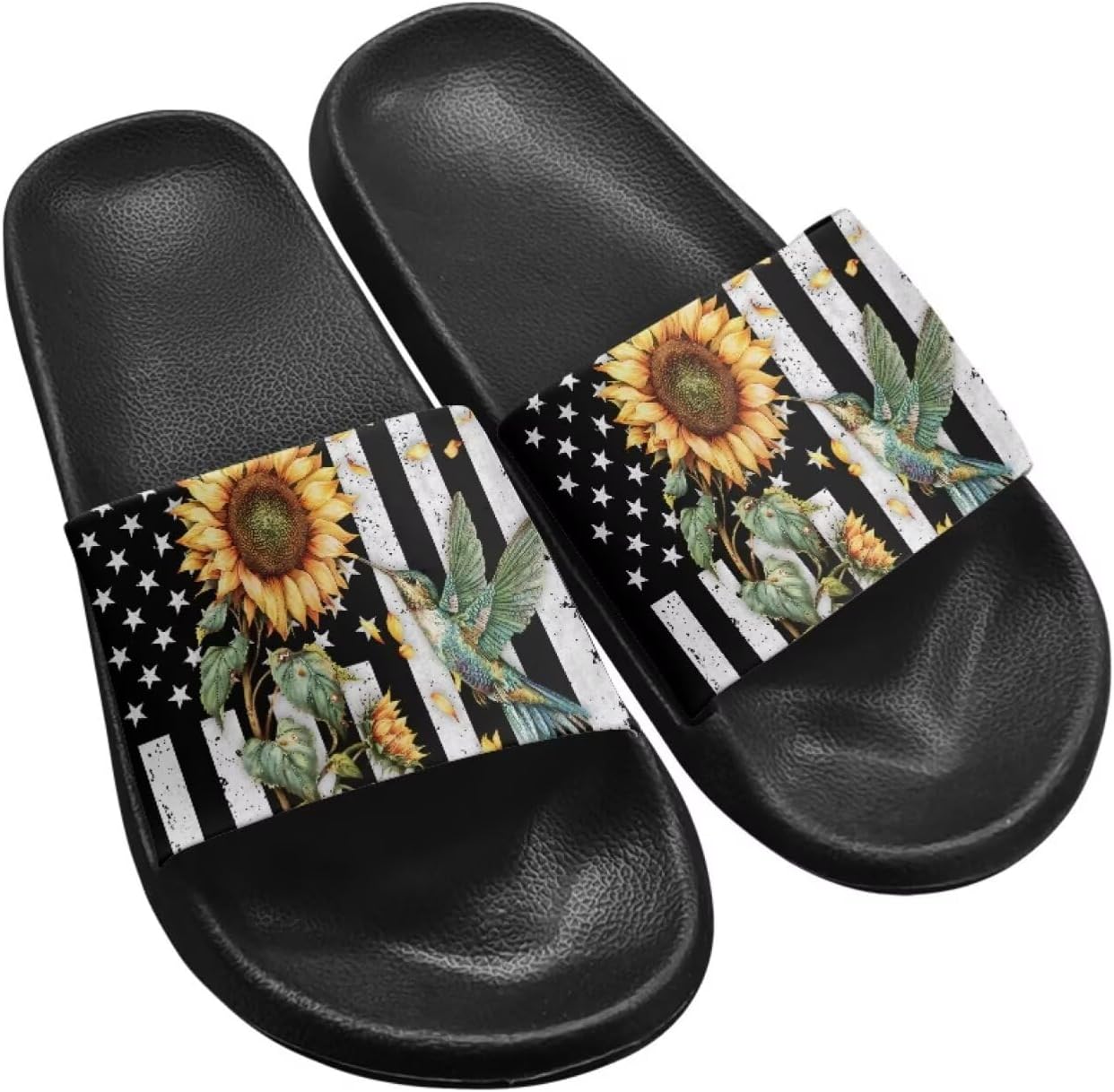 Унисекс сланцы GETELINSENG шлепанцы для бассейна Легкие повседневные сандалии из ЭВА Плоские шлепки, Hummingbird Sunflower American Flag
Унисекс сланцы GETELINSENG шлепанцы для бассейна Легкие повседневные сандалии из ЭВА Плоские шлепки, Hummingbird Sunflower American Flag