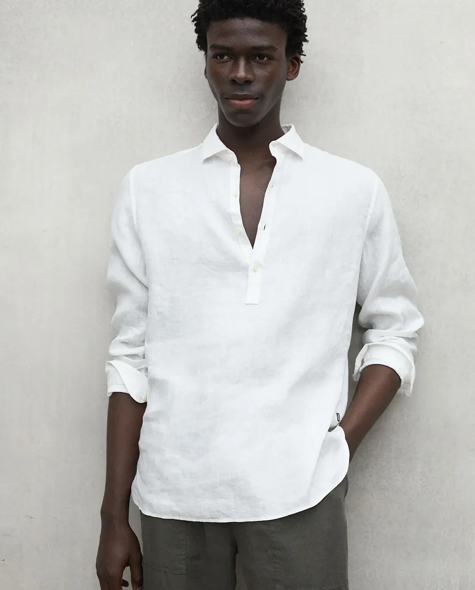 Мужская однотонная рубашка с длинными рукавами и V-образным вырезом Ecoalf, белый
Мужская однотонная рубашка с длинными рукавами и V-образным вырезом Ecoalf, белый