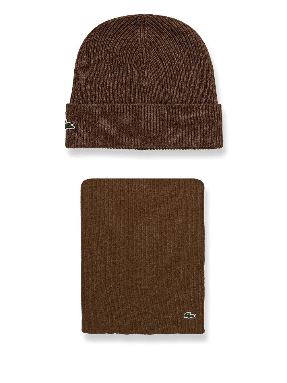 Комплект из шапки бини и шарфа с аппликацией Lacoste, коричневый
Комплект из шапки бини и шарфа с аппликацией Lacoste, коричневый