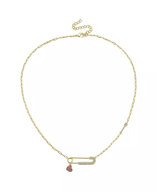 Ожерелье с подвеской-скрепкой в форме сердца, покрытое 14-каратным золотом и украшенное красными и кубическими цирконами, регулируемой длины Gigigirl, gold
Ожерелье с подвеской-скрепкой в форме сердца, покрытое 14-каратным золотом и украшенное красными и кубическими цирконами, регулируемой длины Gigigirl, gold