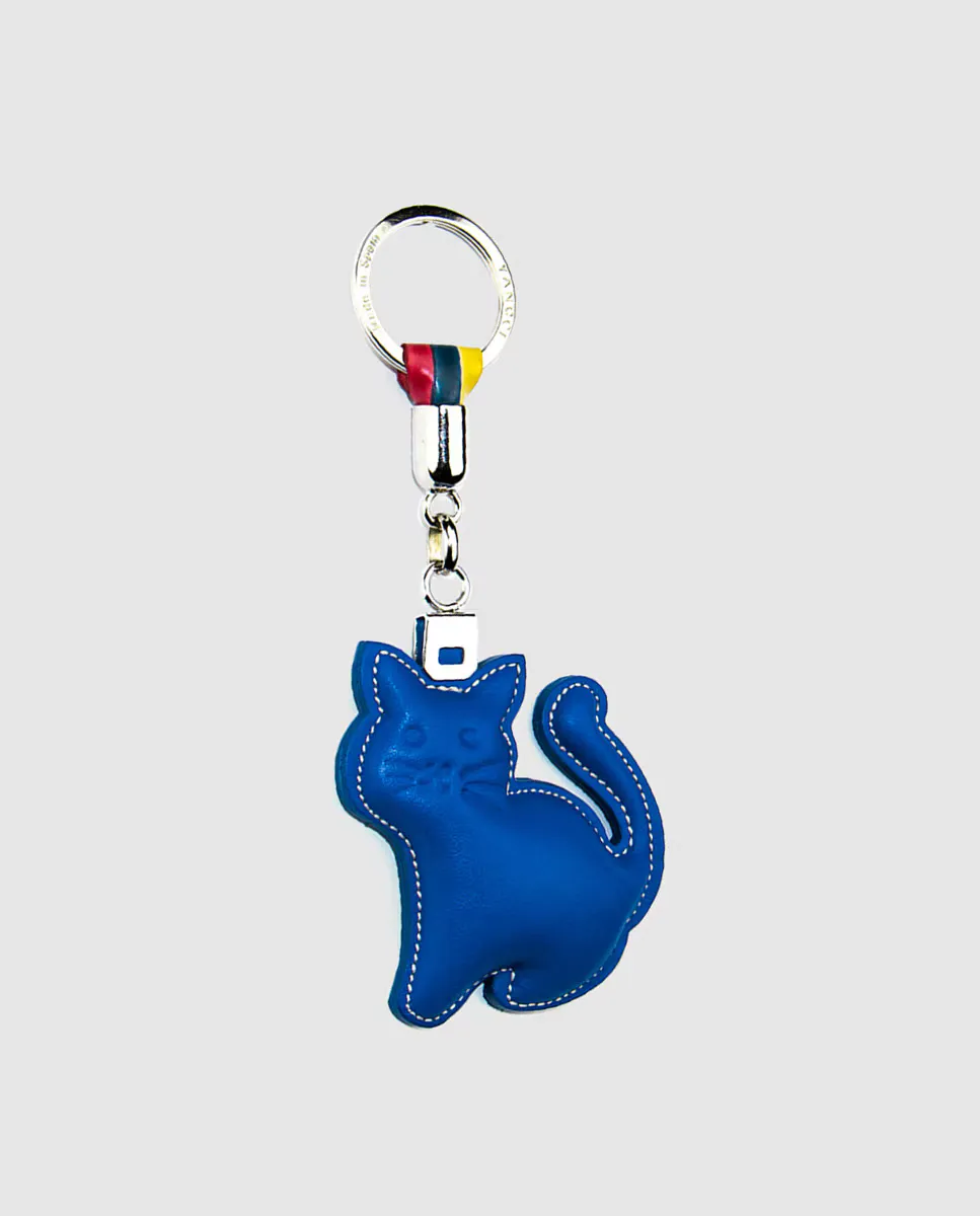 Кожаный брелок в форме кошки Yancci, синий 
Кожаный брелок в форме кошки Yancci, синий
