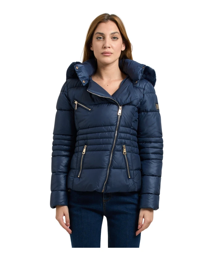 Синяя пуховая куртка с искусственным мехом Fracomina, синий
Синяя пуховая куртка с искусственным мехом Fracomina, синий