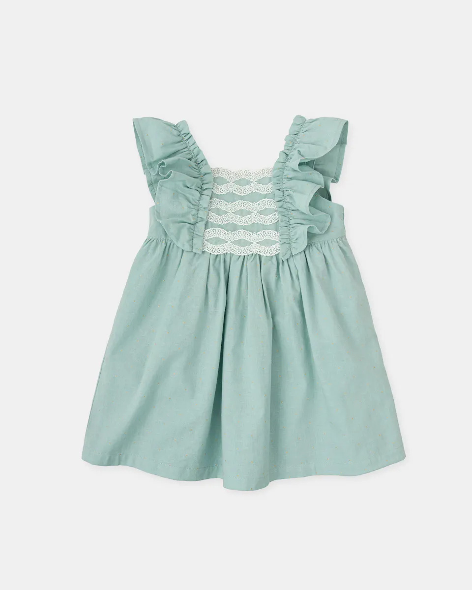 Платье для девочки жаккардовое с рюшами и кружевом Tutto Piccolo, цвет Verde Agua
Платье для девочки жаккардовое с рюшами и кружевом Tutto Piccolo, цвет Verde Agua