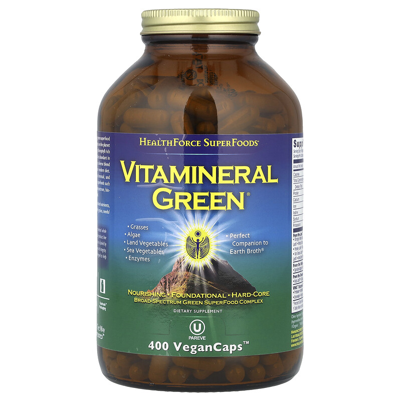 HealthForce Superfoods, Vitamineral Green, версия 5.5, 400 веганских капсул
HealthForce Superfoods, Vitamineral Green, версия 5.5, 400 веганских капсул