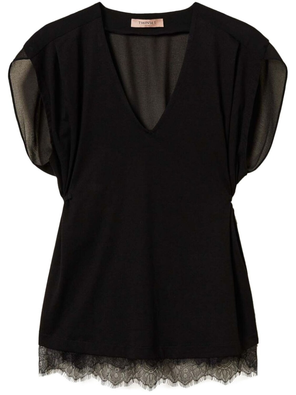 TWINSET топ с кружевом и складками, черный
TWINSET топ с кружевом и складками, черный