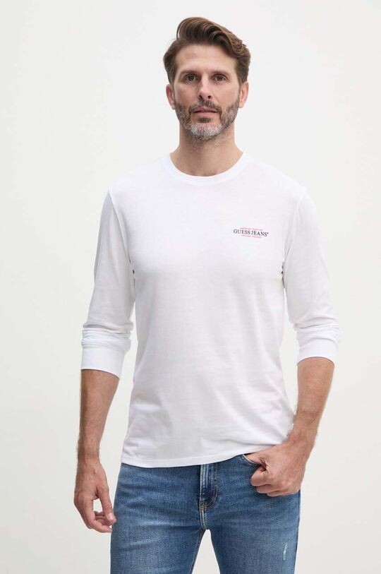 Хлопковая рубашка с длинным рукавом Guess Jeans, белый 
Хлопковая рубашка с длинным рукавом Guess Jeans, белый