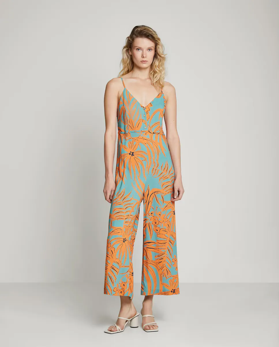 Женский комбинезон с широкими принтованными бретелями Trucco, оранжевый 
Женский комбинезон с широкими принтованными бретелями Trucco, оранжевый