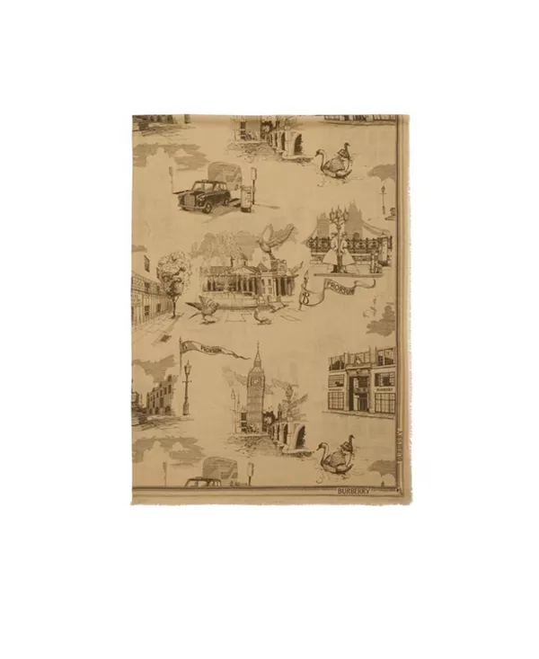 Достопримечательности Лондона, шерстяной шелковый шарф Burberry, бежевый
Достопримечательности Лондона, шерстяной шелковый шарф Burberry, бежевый