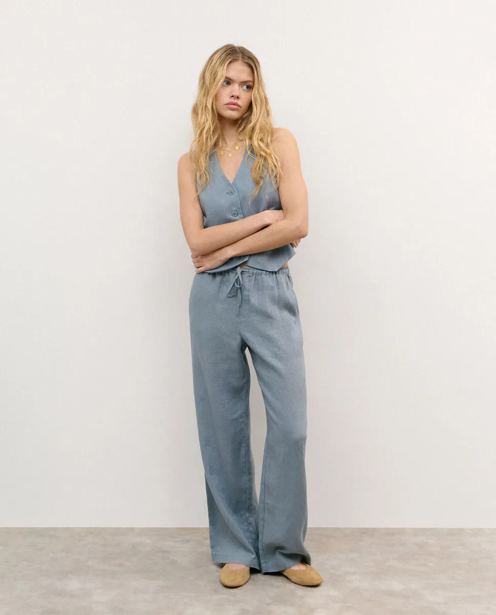 Женские брюки из струящегося льна с эластичным поясом Brownie, синий
Женские брюки из струящегося льна с эластичным поясом Brownie, синий