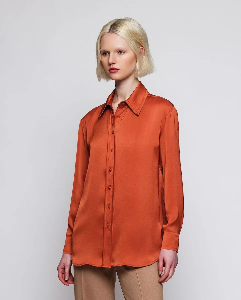 Женская блузка однотонная с плавным кроем Mirto, ярко-оранжевый
Женская блузка однотонная с плавным кроем Mirto, ярко-оранжевый