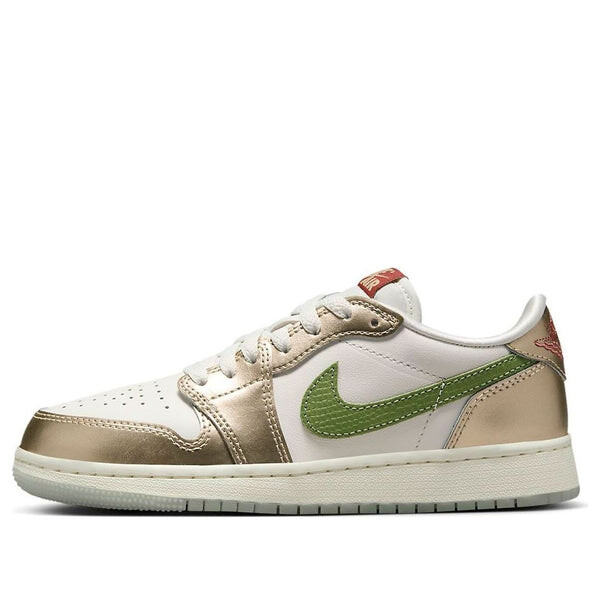 Кроссовки (GS) Air Jordan 1 Retro Low OG 'Chinese New Year - Year of the Dragon', цвет sail/oil green/metallic gold grain/saturn gold/cedar
Кроссовки (GS) Air Jordan 1 Retro Low OG 'Chinese New Year - Year of the Dragon', цвет sail/oil green/metallic gold grain/saturn gold/cedar