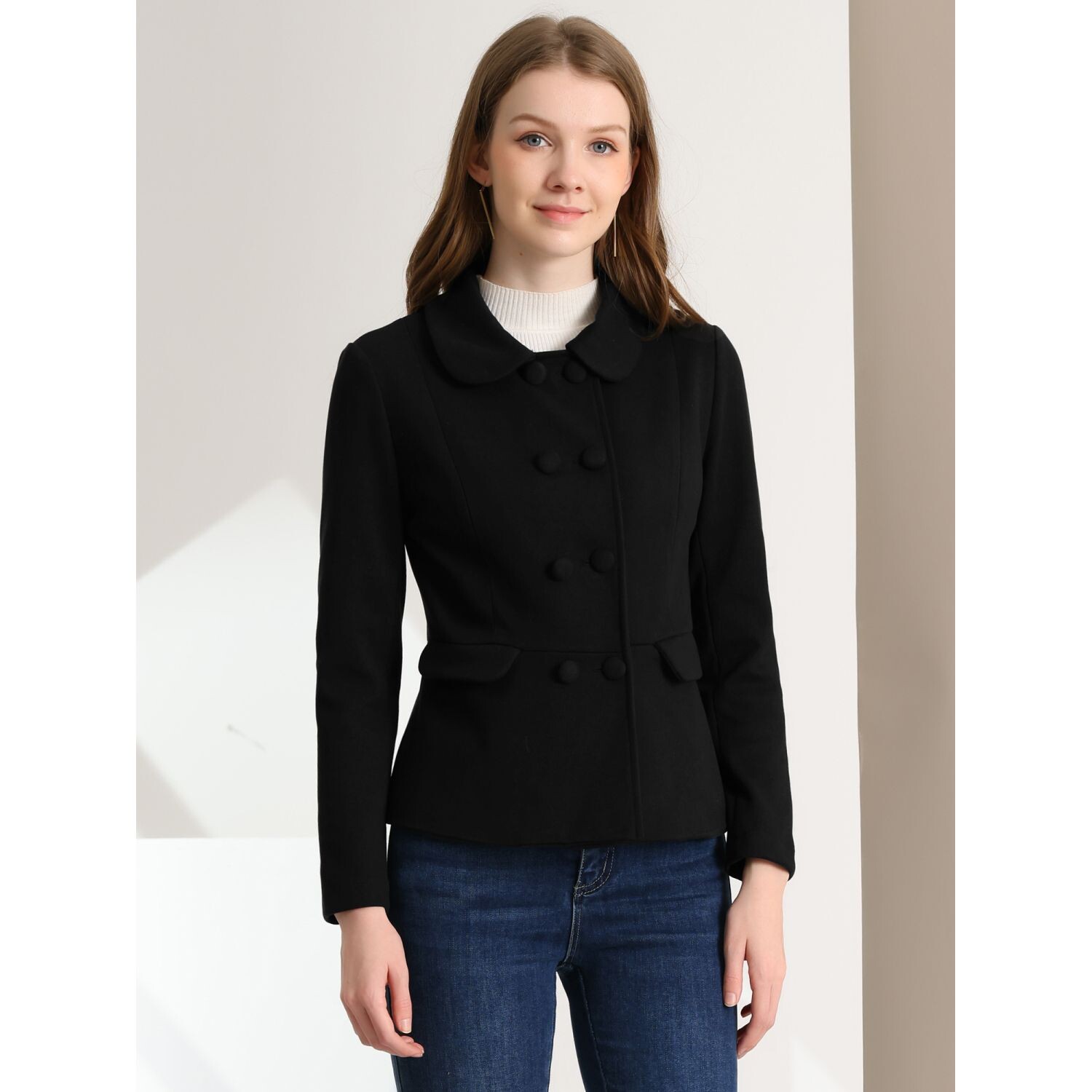 Женский пиджак с баской и воротником на пуговицах в стиле Питера Пэна ALLEGRA K, черный
Женский пиджак с баской и воротником на пуговицах в стиле Питера Пэна ALLEGRA K, черный