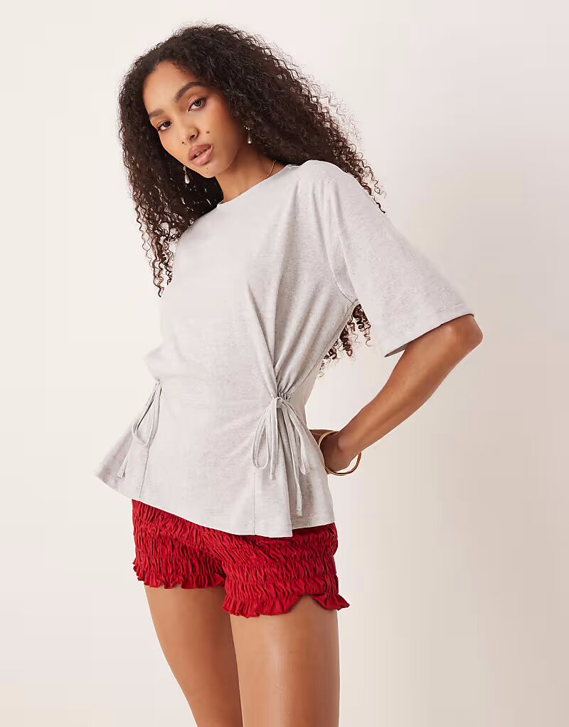 Футболка свободного кроя ASOS DESIGN серого меланжевого цвета с завязкой
Футболка свободного кроя ASOS DESIGN серого меланжевого цвета с завязкой