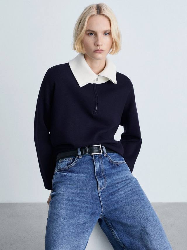 Джемпер с контрастным воротником latas Mango, темно-синий
Джемпер с контрастным воротником latas Mango, темно-синий