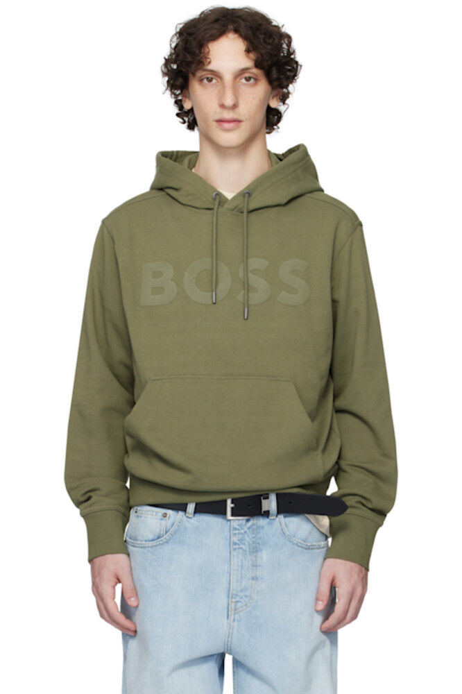 Толстовка свободного кроя цвета хаки с большим логотипом BOSS
Толстовка свободного кроя цвета хаки с большим логотипом BOSS