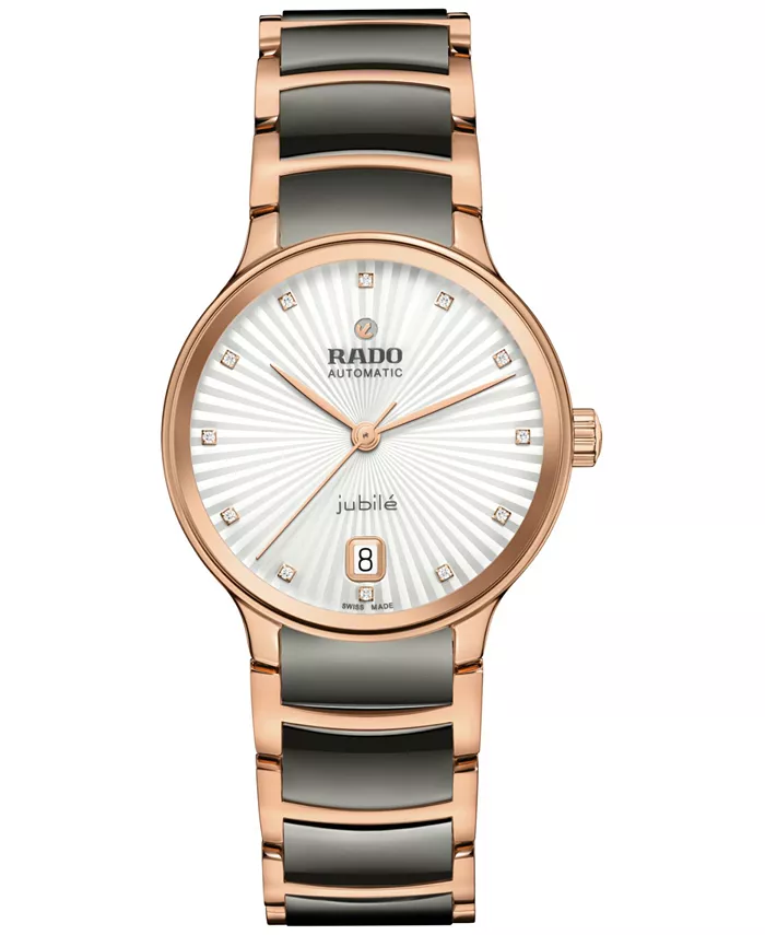 Женские швейцарские автоматические часы Centrix с бриллиантами, черная керамика и розовое золото PVD, браслет из нержавеющей стали, 35 мм Rado, серебряный
Женские швейцарские автоматические часы Centrix с бриллиантами, черная керамика и розовое золото PVD, браслет из нержавеющей стали, 35 мм Rado, серебряный