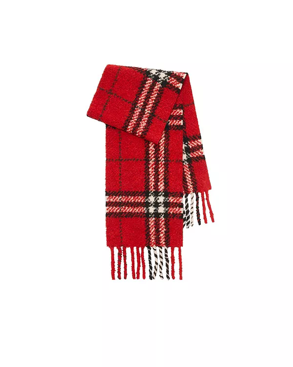 Шарф из букле с клетчатым узором из шерсти альпаки Burberry, красный
Шарф из букле с клетчатым узором из шерсти альпаки Burberry, красный