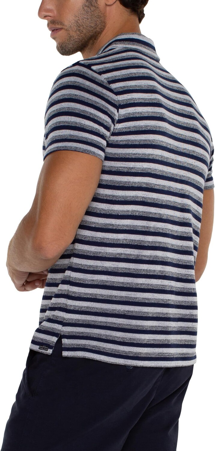 Поло Liverpool Los Angeles French Terry Short Sleeve Polo, цвет Navy White Melange Stripe 
Поло Liverpool Los Angeles French Terry Short Sleeve Polo, цвет Navy White Melange Stripe