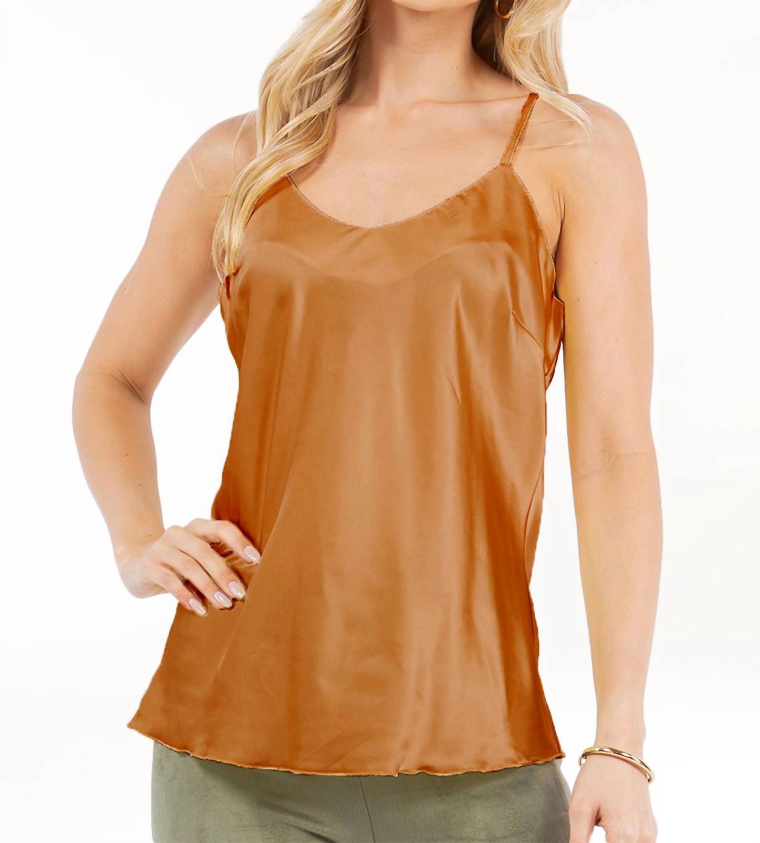 Однотонная атласная майка-стрейч медного цвета PAPARAZZI, Copper
Однотонная атласная майка-стрейч медного цвета PAPARAZZI, Copper