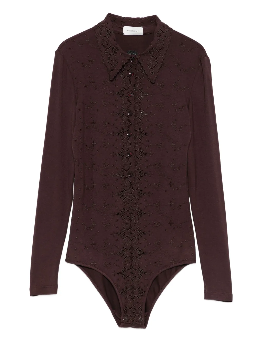 Боди с вышитыми люверсами и пуговицами Magda Butrym, коричневый
Боди с вышитыми люверсами и пуговицами Magda Butrym, коричневый
