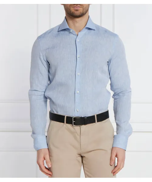 Льняная рубашка H-hank Slim fit Boss, синий 
Льняная рубашка H-hank Slim fit Boss, синий