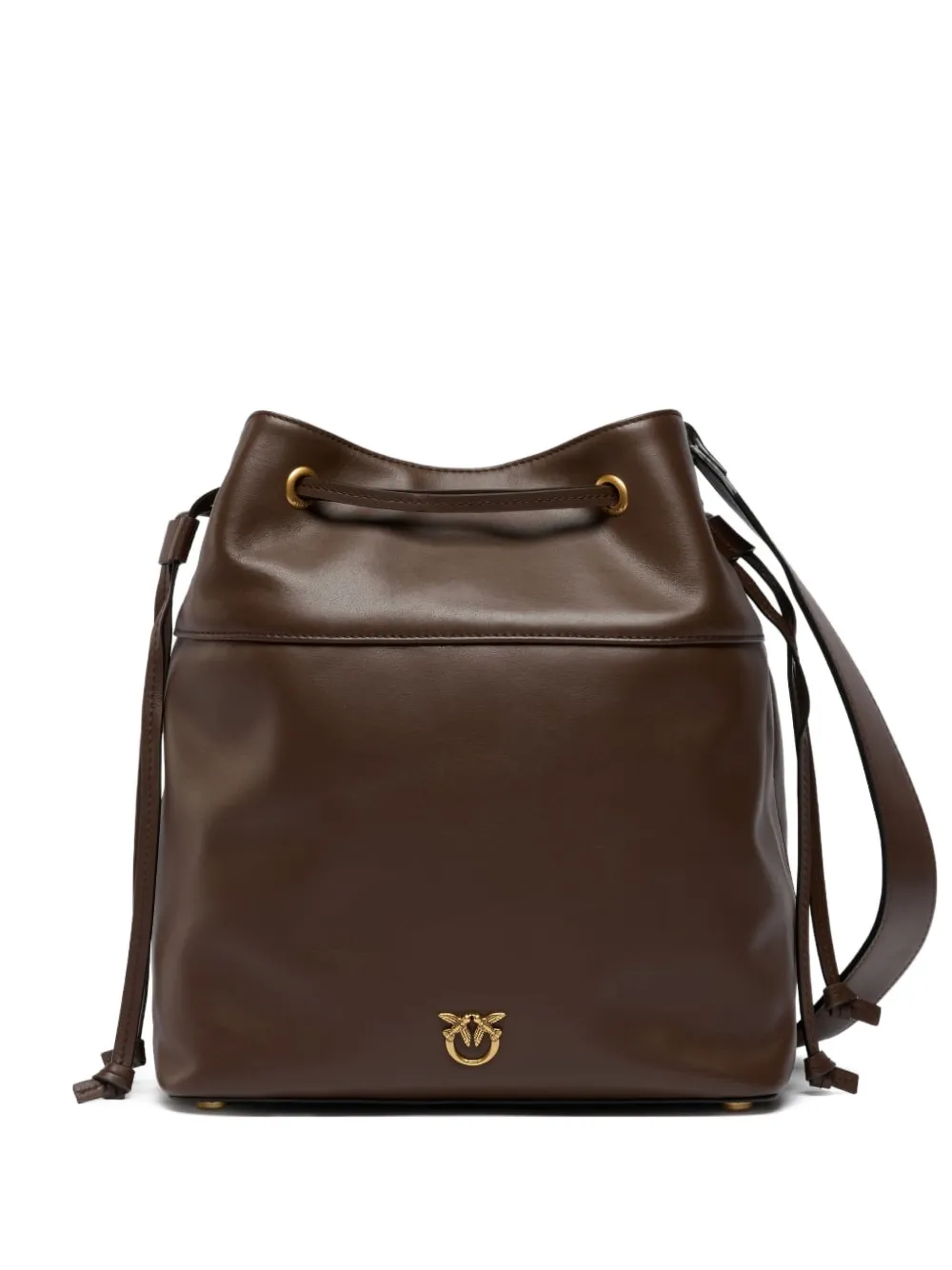 Drawstring leather bucket bag PINKO, коричневый
Drawstring leather bucket bag PINKO, коричневый