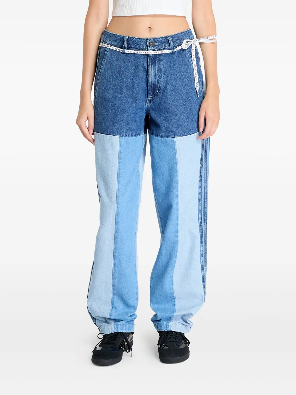 Джинсы из хлопка в технике пэчворк X Kseniaschnaider Adidas, синий
Джинсы из хлопка в технике пэчворк X Kseniaschnaider Adidas, синий