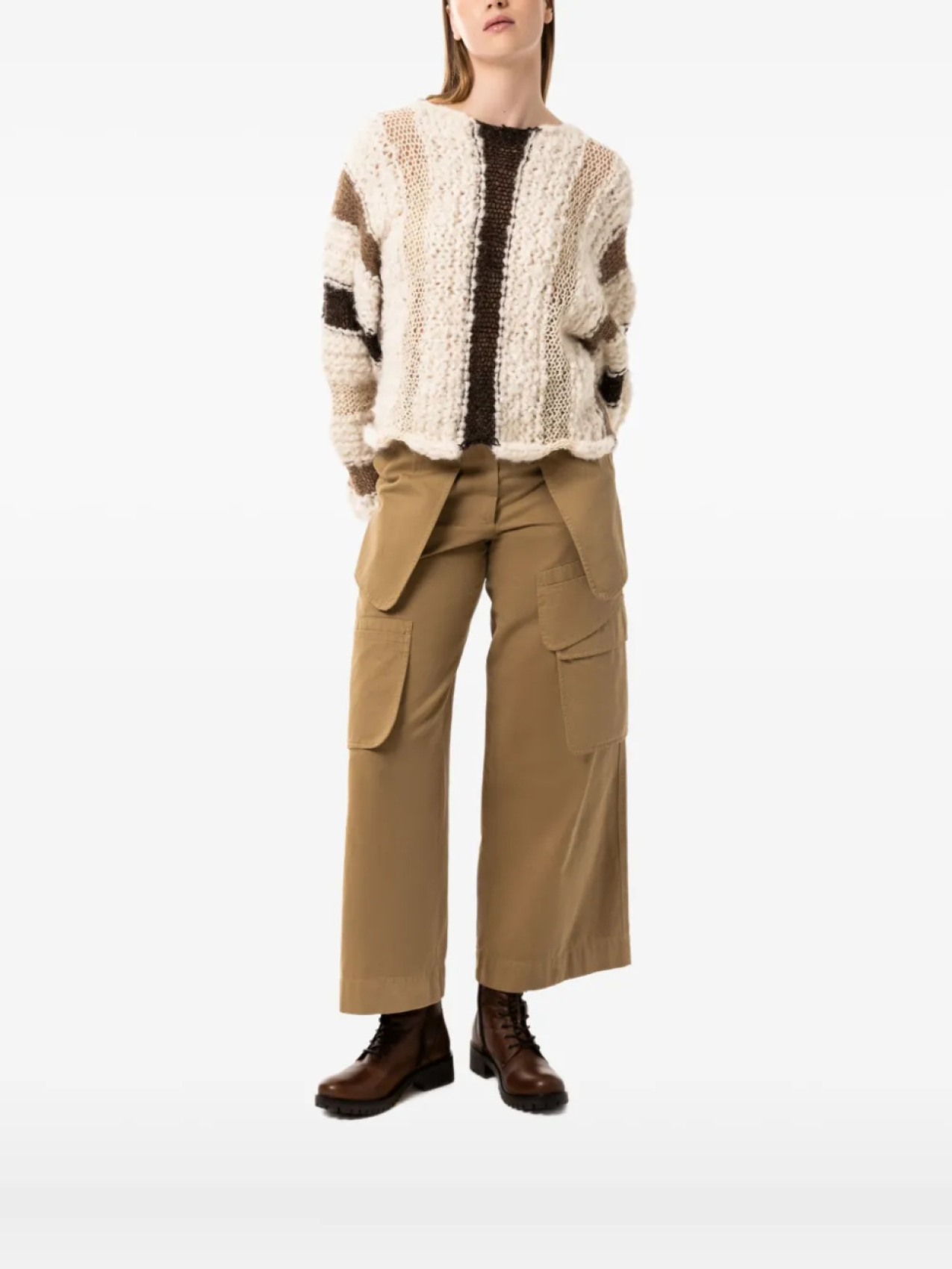 Полосатый вязаный свитер Morreyð Gudrun & Gudrun, нейтральный 
Полосатый вязаный свитер Morreyð Gudrun & Gudrun, нейтральный