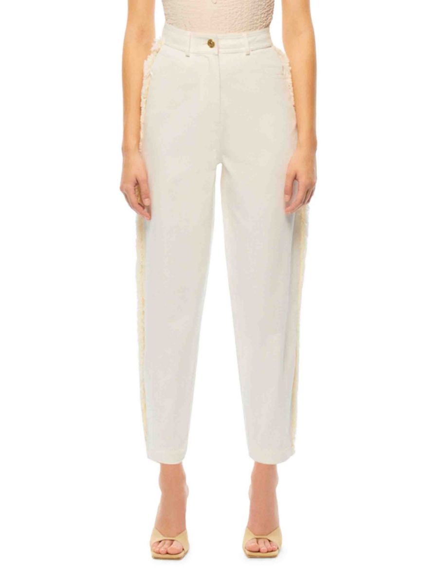 Джинсы Mom с высокой талией и бахромой Nocturne, экрю 
Джинсы Mom с высокой талией и бахромой Nocturne, экрю