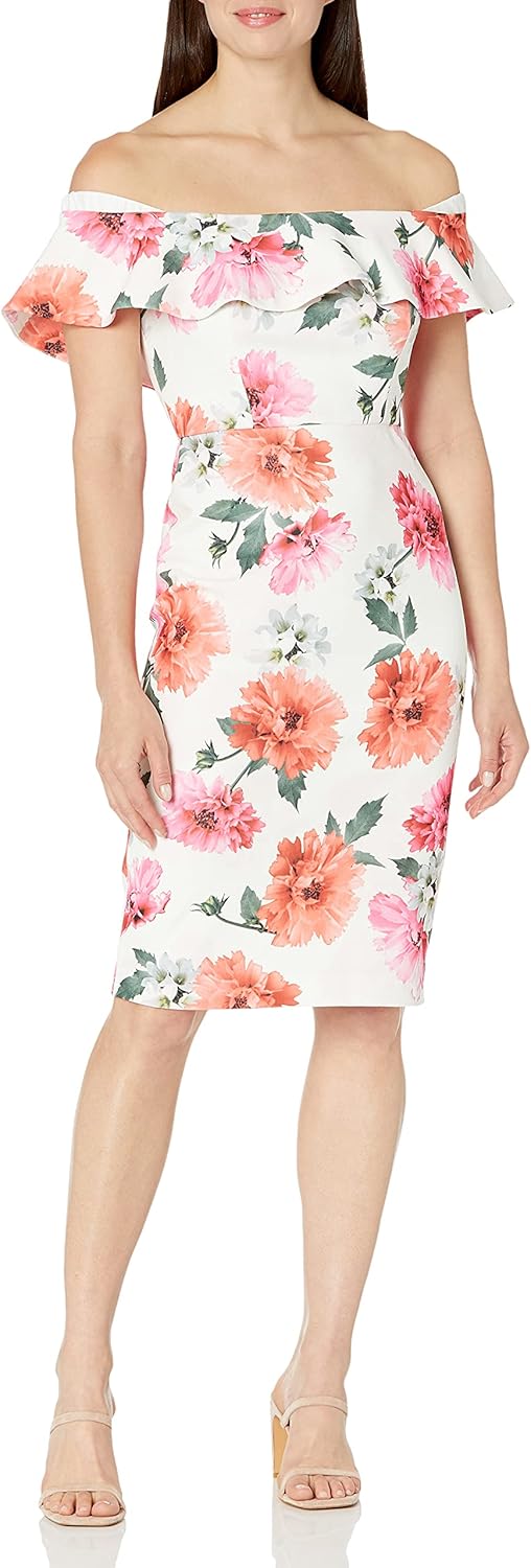 Женское платье-футляр Calvin Klein с открытыми плечами и складками, Ember Multi
Женское платье-футляр Calvin Klein с открытыми плечами и складками, Ember Multi