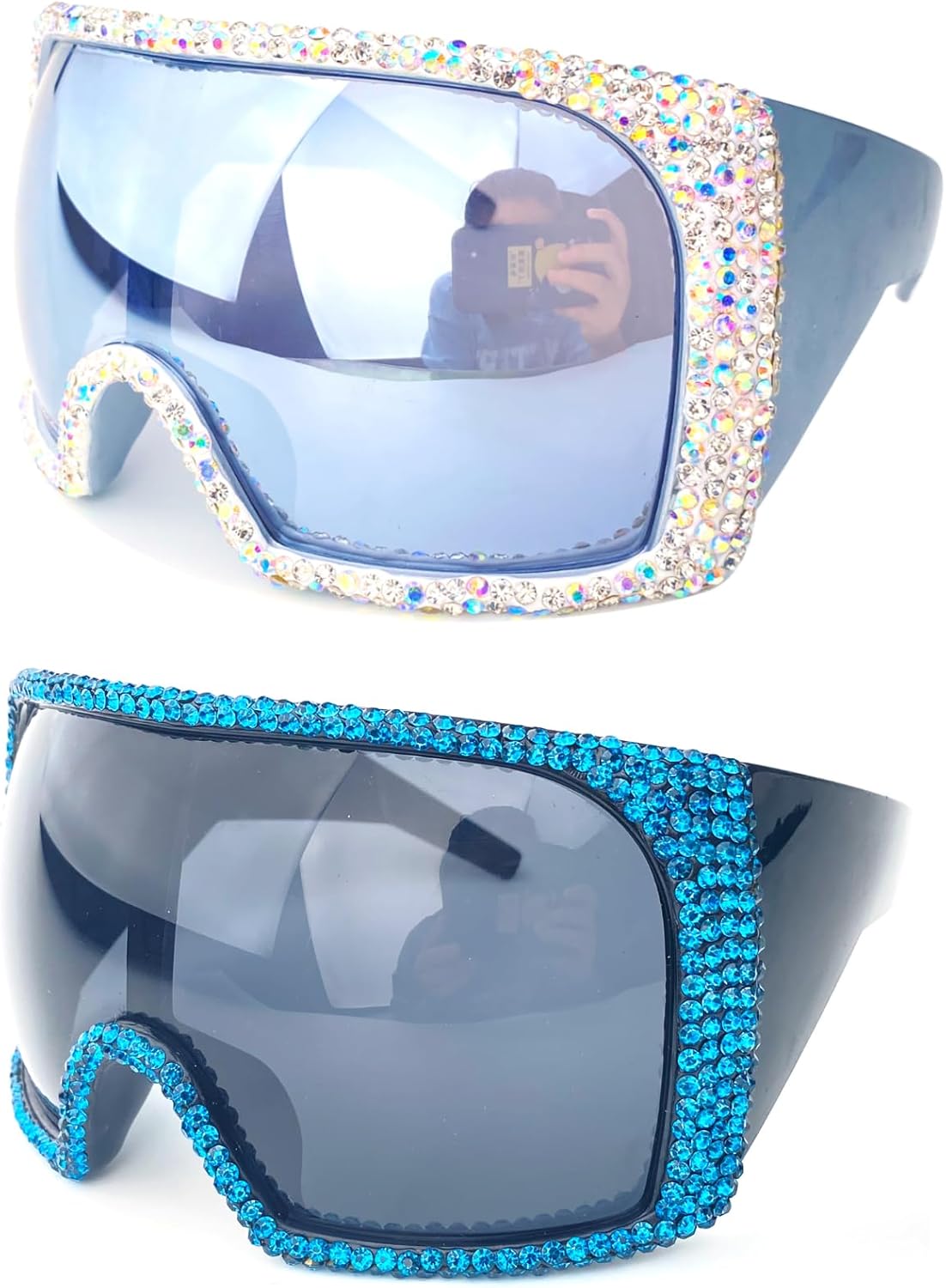 Модные цельные солнцезащитные очки со стразами для женщин, винтажные, большие, серебряные, в форме щита, с бриллиантами, женские очки для вечеринок mincl, 2pcs-black&silver
Модные цельные солнцезащитные очки со стразами для женщин, винтажные, большие, серебряные, в форме щита, с бриллиантами, женские очки для вечеринок mincl, 2pcs-black&silver