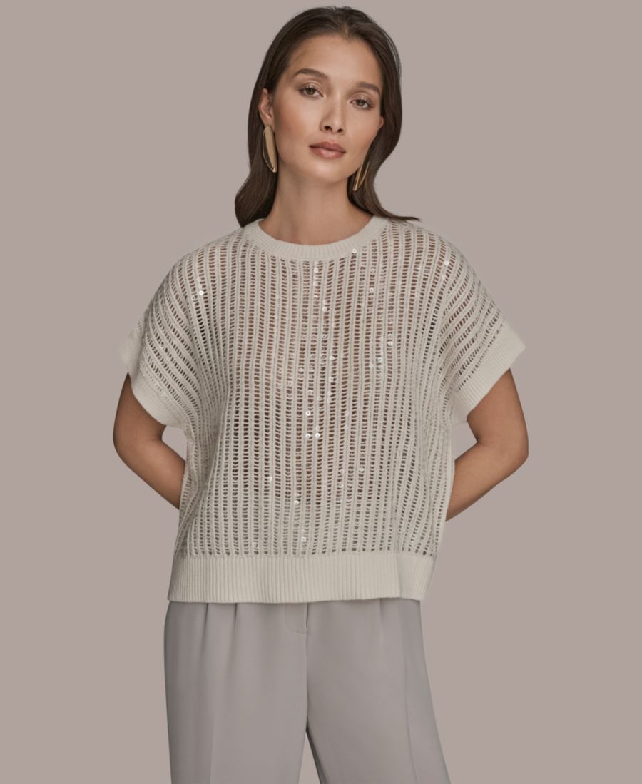 Женский свитер с короткими рукавами и круглым вырезом Donna Karan New York, Cream
Женский свитер с короткими рукавами и круглым вырезом Donna Karan New York, Cream