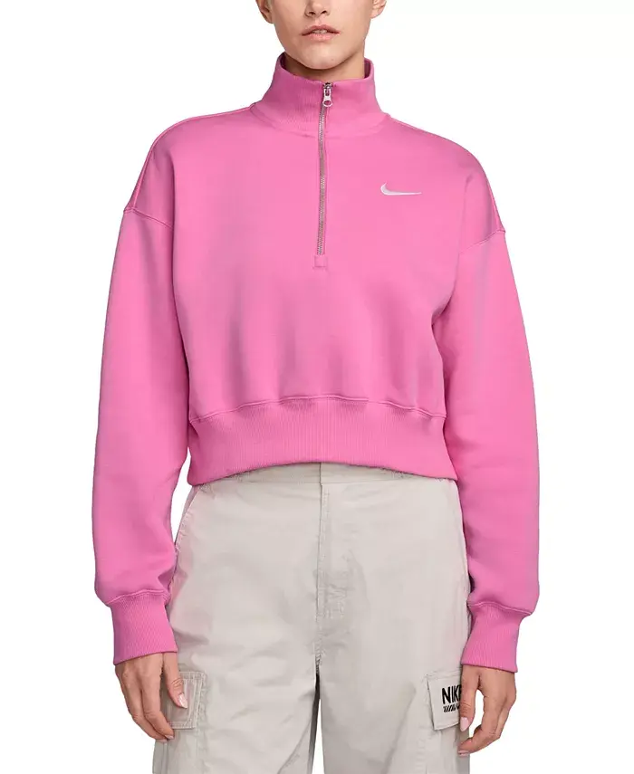 Спортивная одежда для женщин: укороченная толстовка с молнией на четверть Phoenix Fleece Nike, розовый
Спортивная одежда для женщин: укороченная толстовка с молнией на четверть Phoenix Fleece Nike, розовый